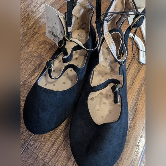 Cat & Jack Girls' Valera Strappy Metallic Ballets Flats (US 1 or 5 Black) NWT - Picture 10 of 12
